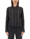 Our Legacy Shirt With Striped Pattern And Chest Pocket In Black