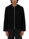Our Legacy Full Zip Hoodie In Hairy Wool In Black