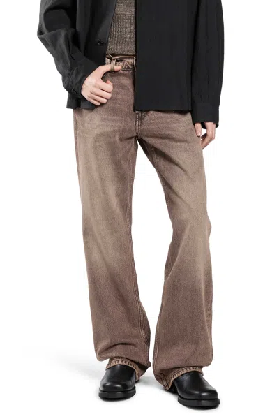 Our Legacy Denim Trousers Faded Effect Belt Loops Five Pockets In Brown