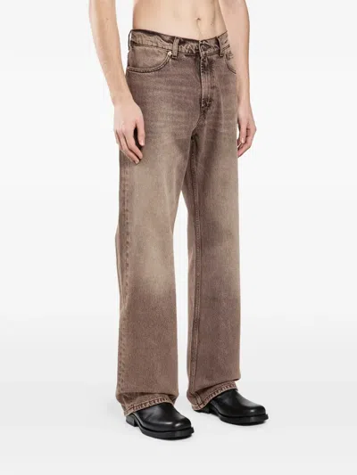 Our Legacy Denim Trousers Faded Effect Belt Loops Five Pockets In Brown