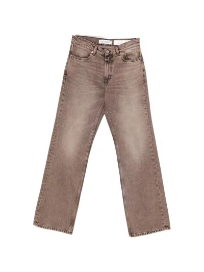 Our Legacy Denim Trousers Faded Effect Belt Loops Five Pockets In Brown