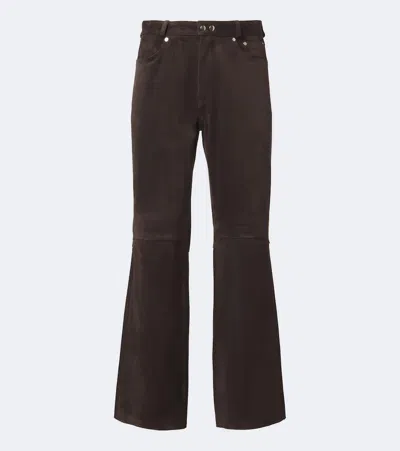 Our Legacy Carlson Cut Suede Bootcut Pants In Brown
