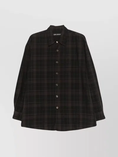 OUR LEGACY CASUAL CHECK PATTERN SHIRT WITH BUTTONED CUFFS