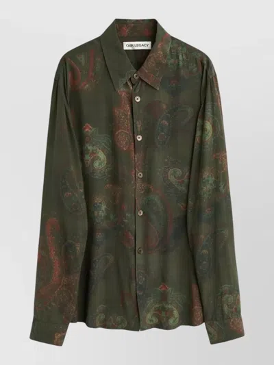Our Legacy Casual Long Sleeve Shirt Paisley Pattern In Green
