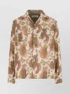 Our Legacy Heusen Oversized Convertible-collar Floral-print Linen Shirt In Brown