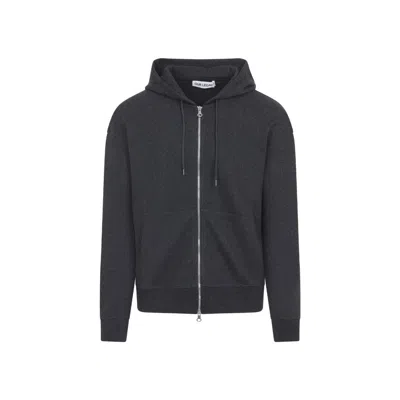 Our Legacy Charcoal Grey Cotton Rascal Hoodie With Front Zipper In Blue
