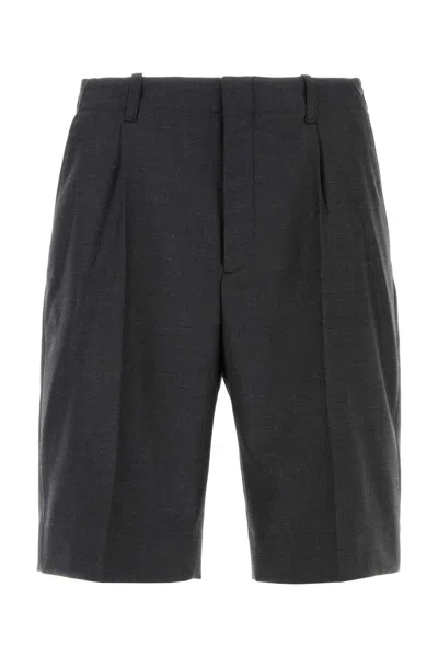 Our Legacy Charcoal Wool Borrowed Bermuda Shorts In Grey