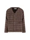 Our Legacy Checked Brushed-knit Cardigan In Brown