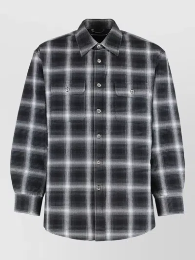Our Legacy Check Cotton Shirt Relaxed Fit Long Sleeves In Gray