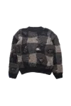 Our Legacy Patchwork Design Black Sweater With Round Neckline