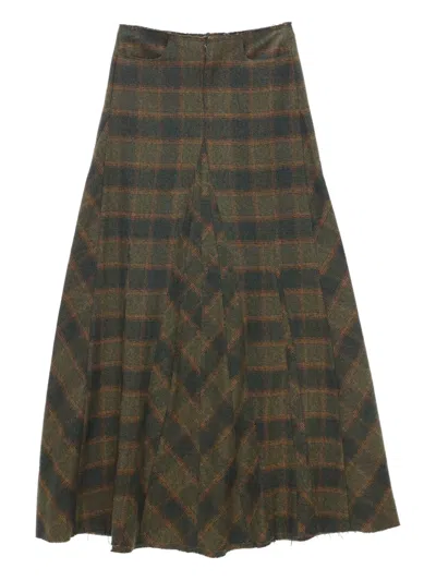 Our Legacy Check-pattern Pleated Skirt In Brown
