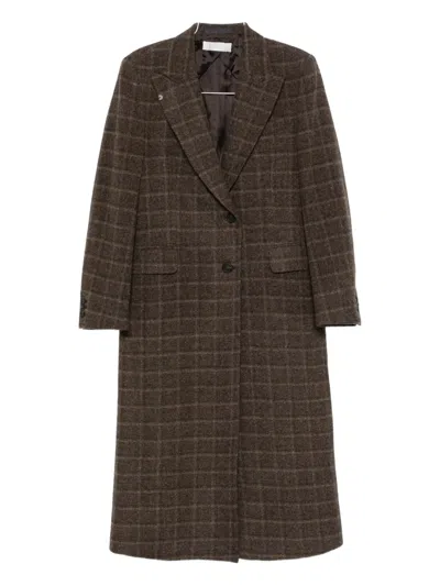 Our Legacy Check-pattern Single-breasted Coat In Brown