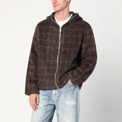 Our Legacy Check-pattern Wool-blend Sweatshirt In Brown