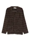 Our Legacy Embroidered Wool Blend V-neck Cardigan With Front Pockets In Brown