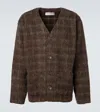 Our Legacy Embroidered Wool Blend V-neck Cardigan With Front Pockets In Brown
