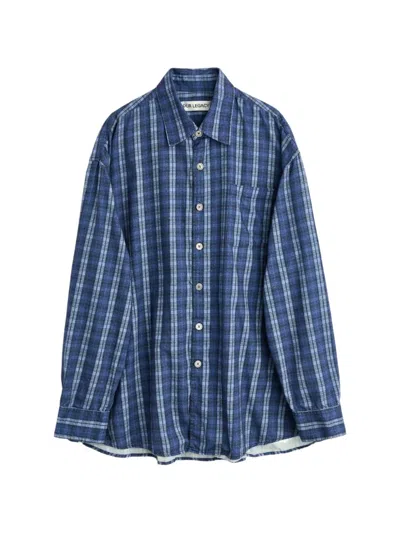 Our Legacy Borrowed Oversized Checked Cotton-flannel Shirt In Blue