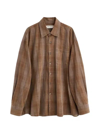 Our Legacy Mens Dakota Flannel Check Checked Relaxed-fit Cotton Shirt In Brown