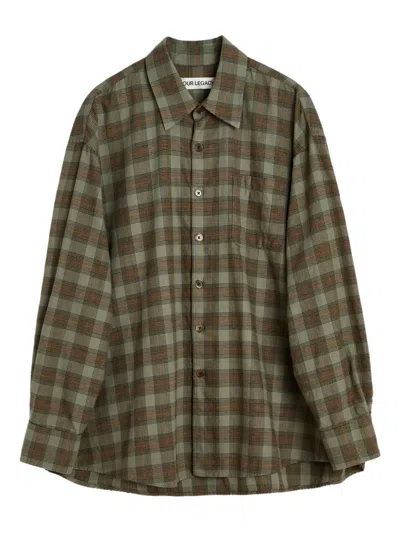 Our Legacy Checked Cotton Shirt In Green