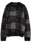 Our Legacy Patchwork Design Black Sweater With Round Neckline In Black