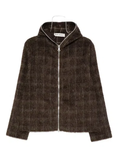 Our Legacy Checked Hooded Jacket In Brown