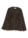 Our Legacy Embroidered Wool Blend V-neck Cardigan With Front Pockets In Brown