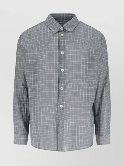 Our Legacy Checked Pattern Button-down Collar Shirt In Gray