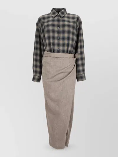 Our Legacy Checked Wrap Skirt In Gray