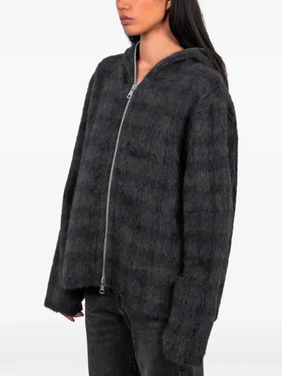 Our Legacy Checkedzip-up Hoodie In Black