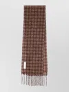Our Legacy Checkered Fringed Rectangular Scarf Soft Texture In Brown