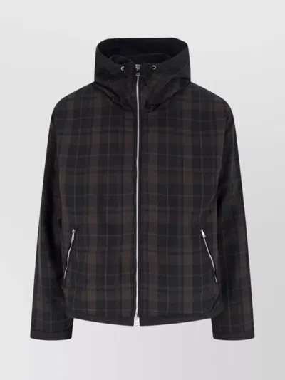 OUR LEGACY CHECKERED HOODED JACKET WITH SIDE ZIPPER POCKETS