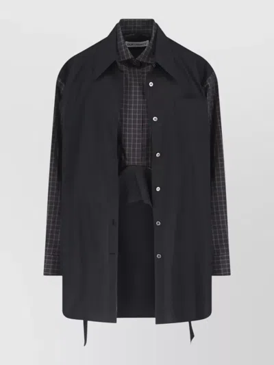 Our Legacy Checkered Jacket Long Sleeves Collared Neck In Black