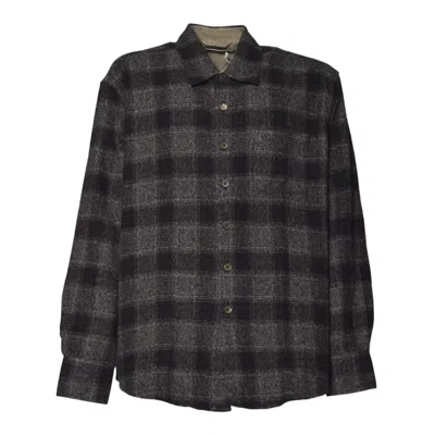 Our Legacy Checkered Long-sleeve Button-up Shirt With Textured Fabric In Brown