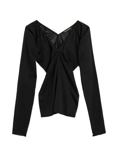 Our Legacy Black Cheer V Neck Blouse In Black Stocking Jerse