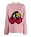 Our Legacy Crew Neck Candyfloss Cherry Wool Blend Pullover In Red