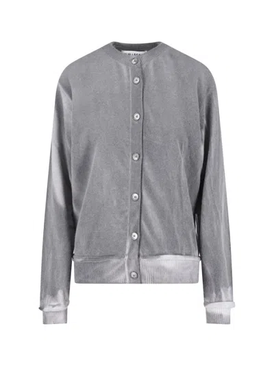 Our Legacy Cherub Spray-dye Merino Wool Sweatshirt With Smoke Mother-of-pearl Buttons In Gray