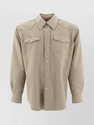 Our Legacy Chest Pockets Long Sleeves Pointed Collar In Gold