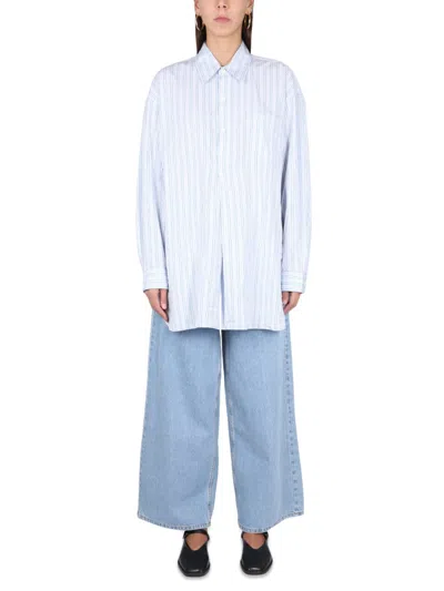 Our Legacy Chic Stripe Pattern Button-up Shirt For Women In White