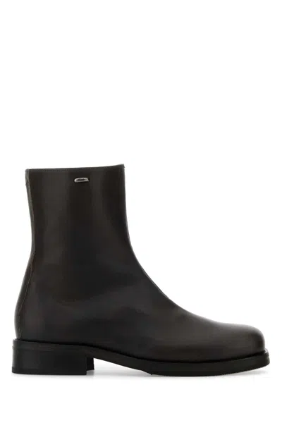 Our Legacy Chocolate Leather Camion Ankle Boots In Black