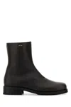 Our Legacy Chocolate Leather Camion Ankle Boots In Black