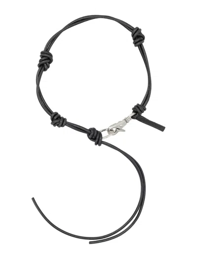 Our Legacy Chunky Cord Leather Necklace With Detachable Key Chain - 40 Cm In Black
