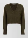 Our Legacy Chunky Knit Cropped Sweater V-neckline In Brown