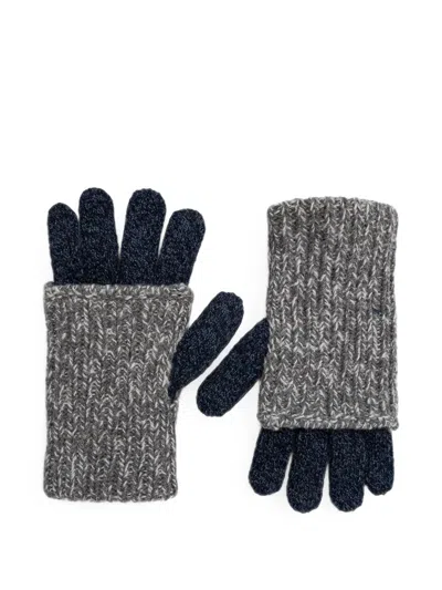 Our Legacy Chunky-knit Layered-effect Gloves In Gray