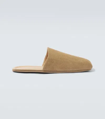 Our Legacy Suede Cigar Slip On Loafers Cedar Speckled Suede In Neutral
