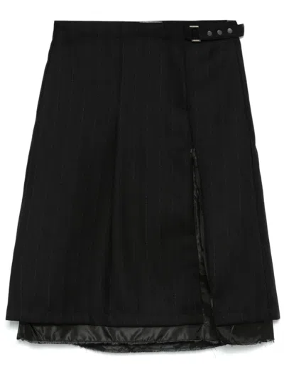 Our Legacy Clasp Mini Skirt In Maitre D Black Wool