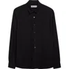 Our Legacy Classic Black Silk Shirt With Contrasting Button Closure In Black Silk