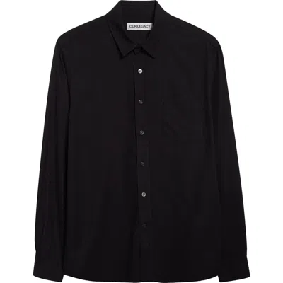 Our Legacy Classic Silk Button-up Shirt In Black Silk