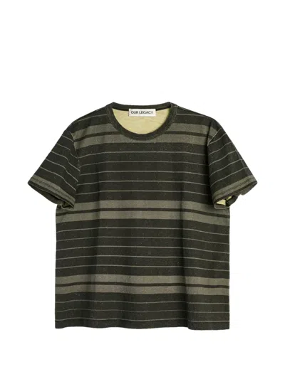Our Legacy Classic T-shirt Ziggy Stripe Ease Jersey In Green