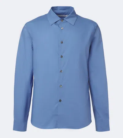 Our Legacy Embroidered-logo Long-sleeve Shirt In Blue