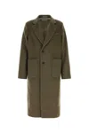 Our Legacy Long Wool Blend Coat With Notch Lapel In Green