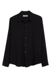 Our Legacy Classic Black Silk Shirt With Contrasting Button Closure In Washed Black Air Cotton